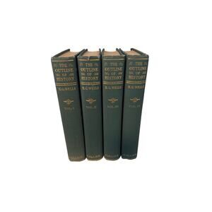 Antique] 1925 The Outline of History Vol I-IV Book Set by H.G. Wells